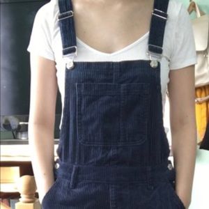 Forever 21 Navy Corduroy Straight Leg Overalls XS